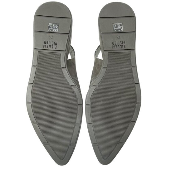 NWOT Eileen Fisher Devi Taupe Gray Tumbled Nubuck Leather Slingback Wedges 7.5 - Picture 6 of 9